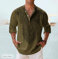 Summer printed shirt with striped pattern and stand collar in polyester fibre, loose fit