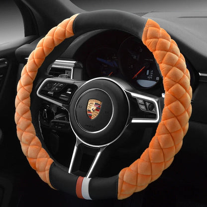 Universal 38cm plush steering wheel cover with cute footprint design