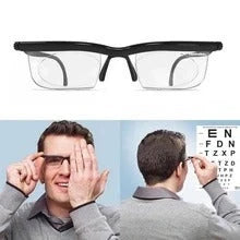 Adjustable focus sight glasses with black frame and polycarbonate lenses