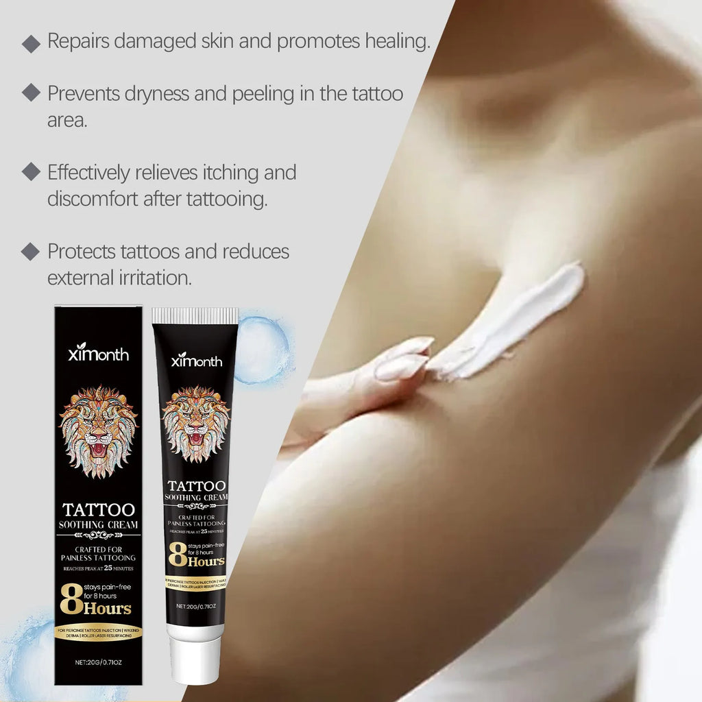 20g tube of tattoo soothing neck cream for aftercare with mint leaf and tea tree oil.