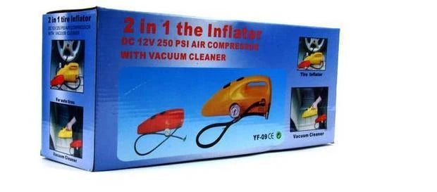 Portable 3-in-1 Air Pump and Vacuum Cleaner in yellow, compact and lightweight design