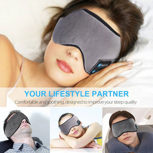 Bluetooth 5.0 wireless headband with built-in sleeping eye mask for music, calls, and relaxation