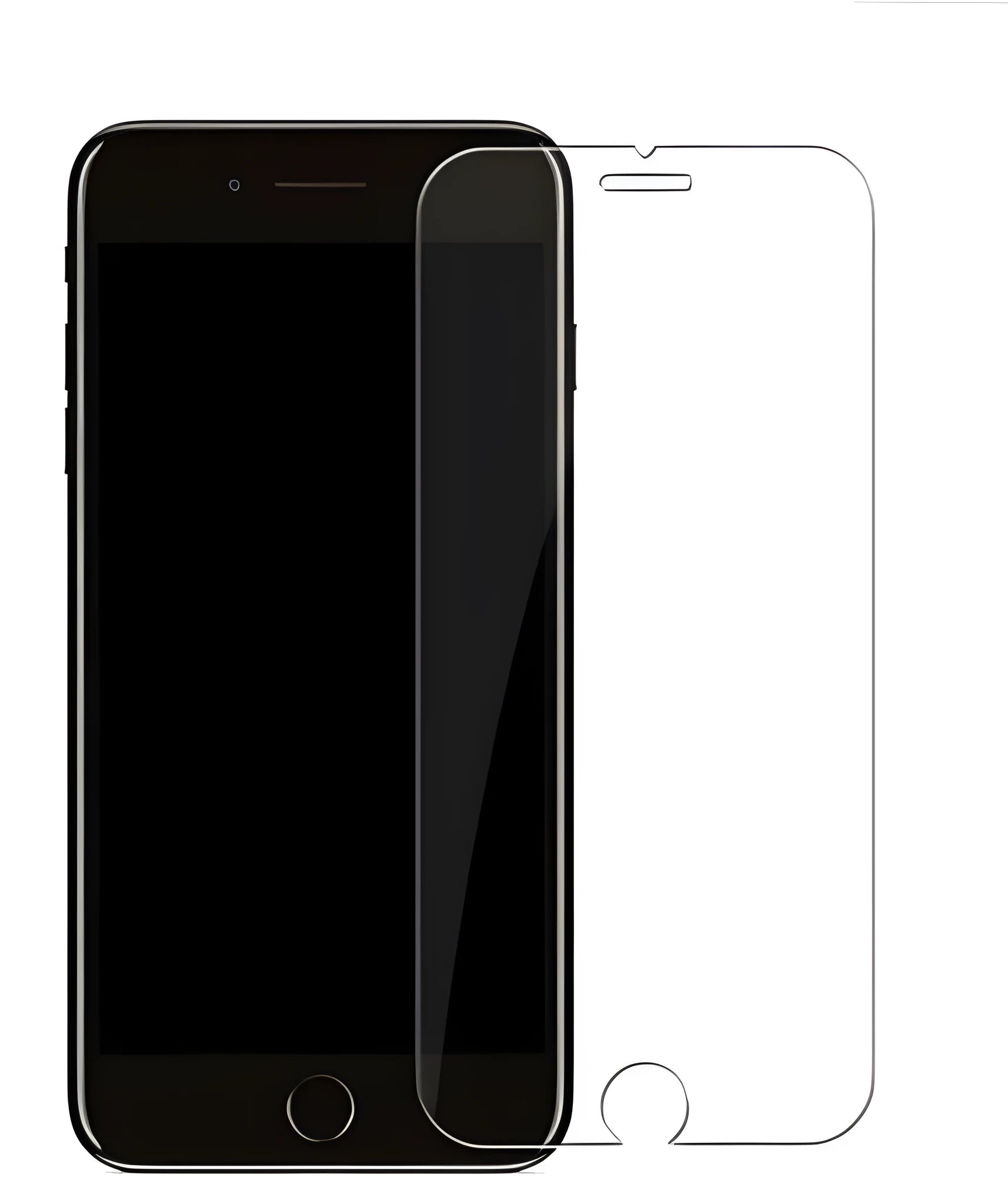 Tempered glass screen protector for iPhone 7 and iPhone 8 showing curved edges.