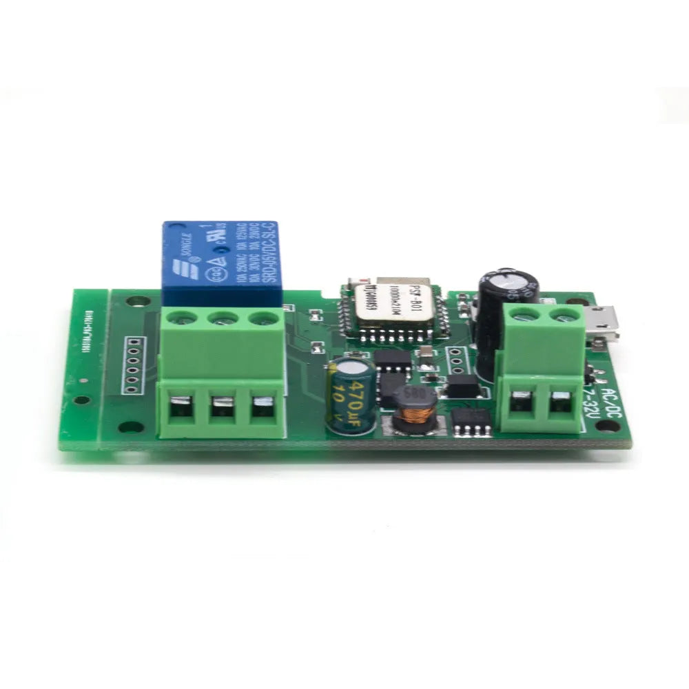 Self-locking interlock WiFi relay module with USB port and compact rectangular design