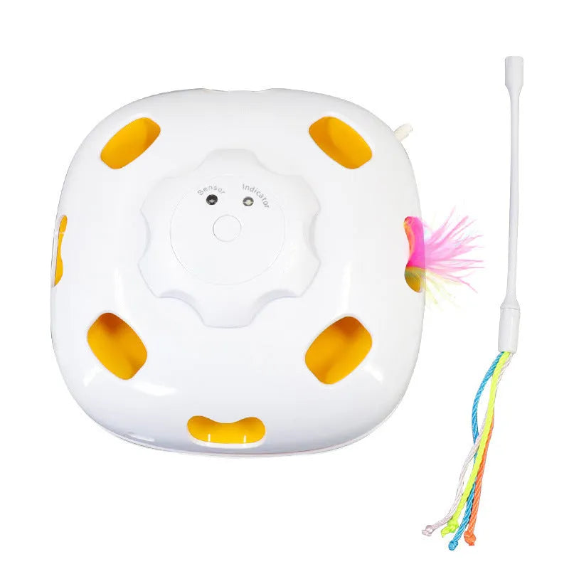 Automatic self-play cat toy teaser with laser pointer in picture colour
