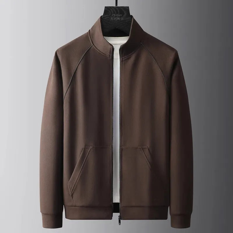 Men's stand collar sports suit two-piece set in slim fit with coat and trousers