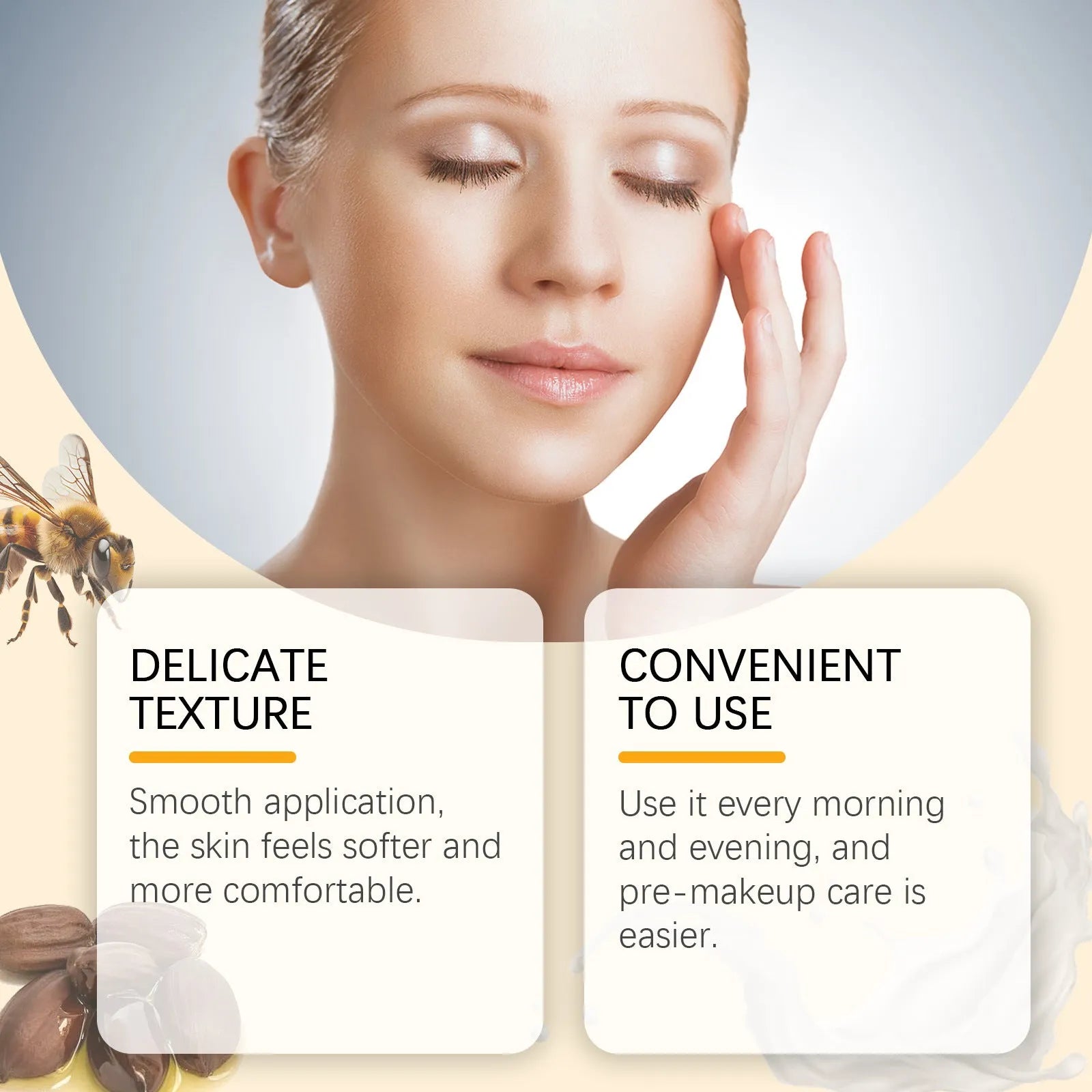 30g jar of facial and neck hydrating cream with bee venom and jojoba oil formulation