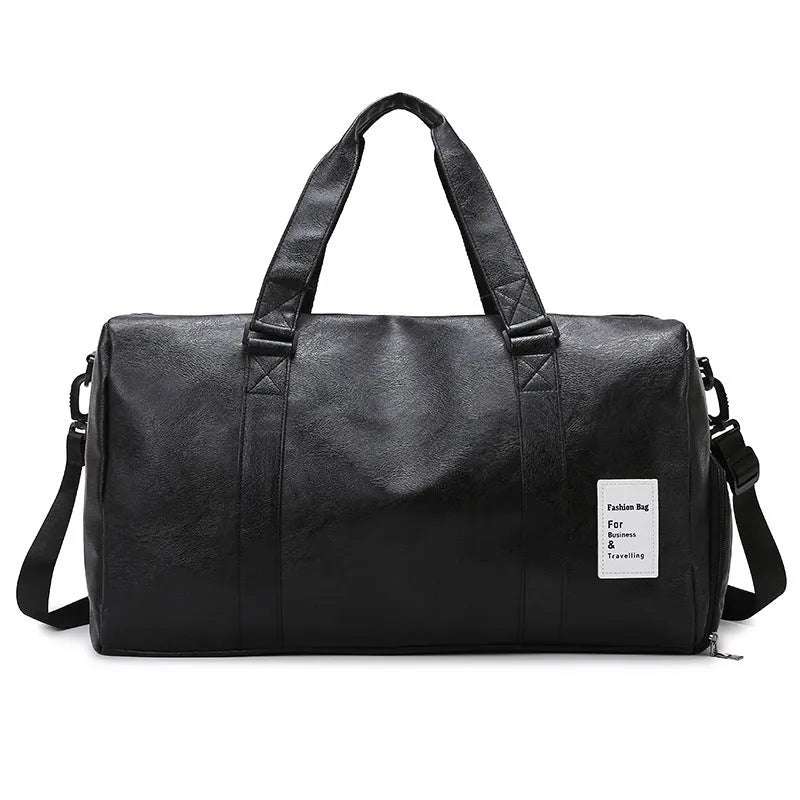 Large and small size dry wet separation PU fitness shoulder messenger bag on a white background.
