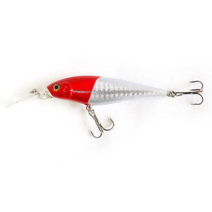 Bionic fishing lure showing 11cm length with detailed colour pattern on ABS plastic body