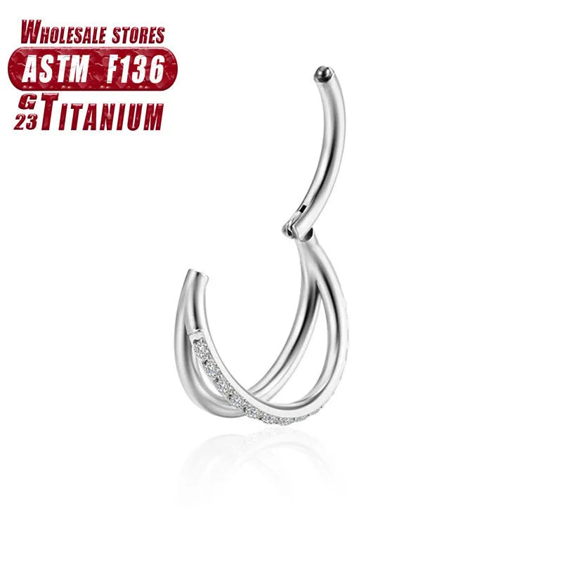 Titanium alloy fork nose ring in silver colour with 1.2mm thickness