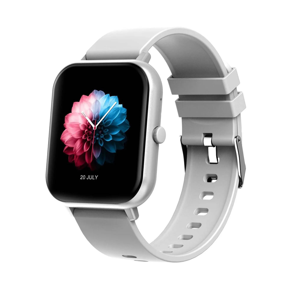 Bluetooth smart watch with colour touchscreen on a wrist, showing heart rate monitoring display.
