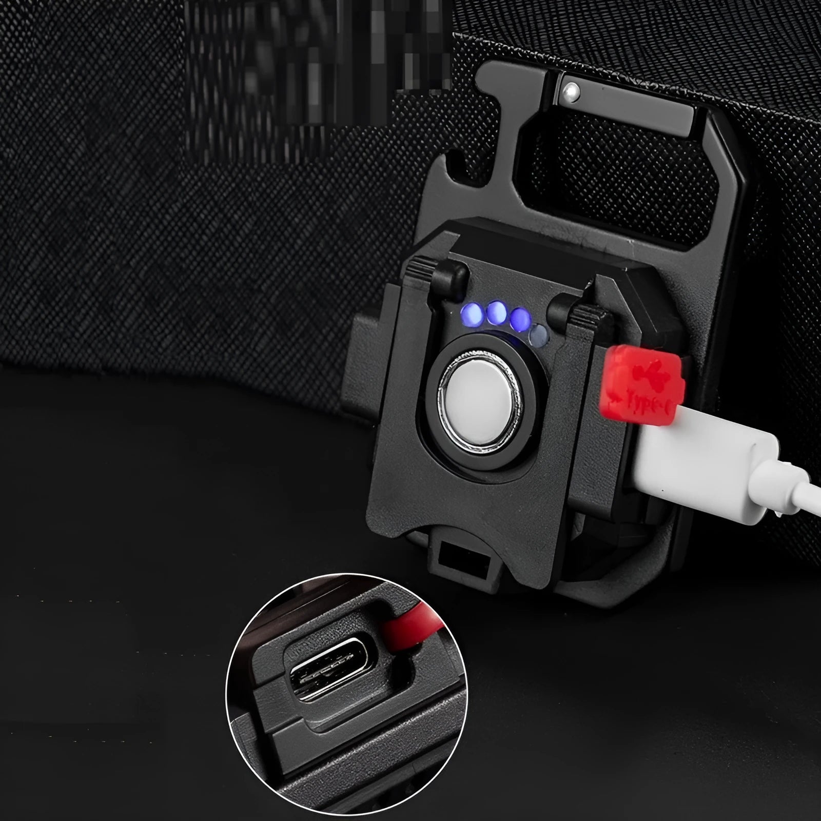 30W multifunctional aluminium alloy keychain light with white yellow red light modes and built-in tools