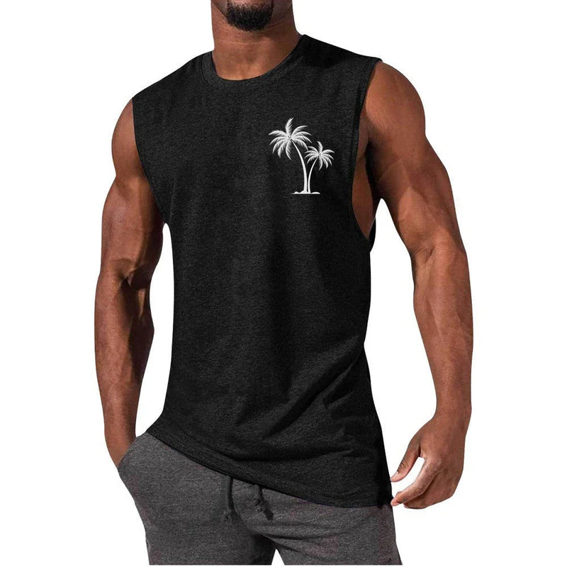 Tropical Palm Tree Muscle Tee for Summer Fun