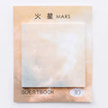 Square 7.3cm planet sticky notes notepad with oil painting designs of Earth, Mars, and Mercury