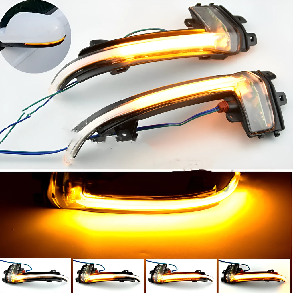Dynamic LED mirror turn signal light for Audi B8 and B8.5 models in black or white.