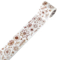 Roll of vintage style floral watercolour paper tape on a Japanese paper base, showing a 2 metre length.