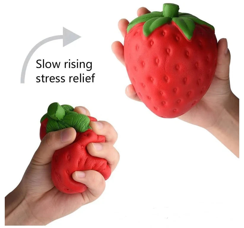 Strawberry-shaped anti-stress ball made from durable PU/polyurethane for stress relief
