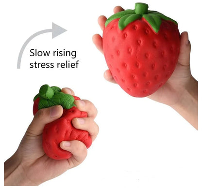 Strawberry-shaped anti-stress ball made from durable PU/polyurethane for stress relief