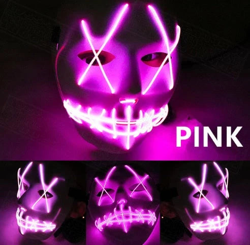 Halloween LED Glowing Full Face Mask with adjustable light modes and voice control feature