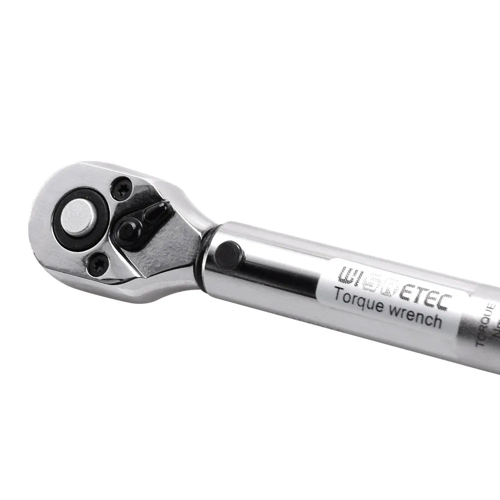 Tool steel torque wrench set with 1/4 inch square drive head and embossed scale
