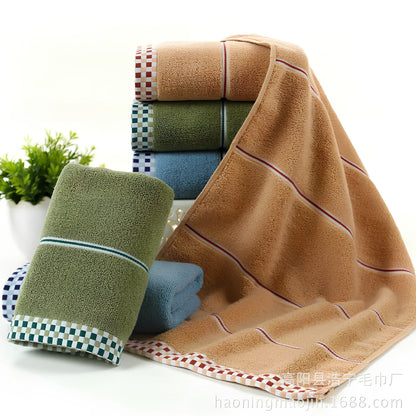 Grey houndstooth 90% cotton facial towel, 35x75cm, quick-absorbing for couples' bathroom use