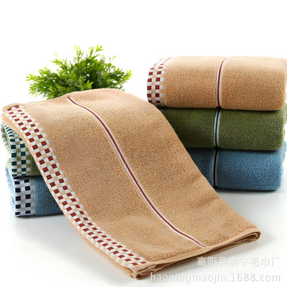 Grey houndstooth 90% cotton facial towel, 35x75cm, quick-absorbing for couples' bathroom use