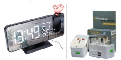 Multifunctional radio projection alarm clock with LED display and USB port