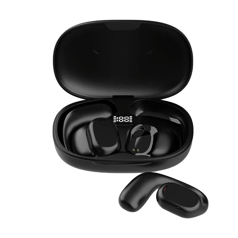 Two ear noise reduction wireless Bluetooth translation earphones in black and white