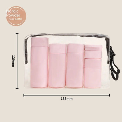 Travel Portable Filling Set Lotion Bottle in white, pink, gray, and green