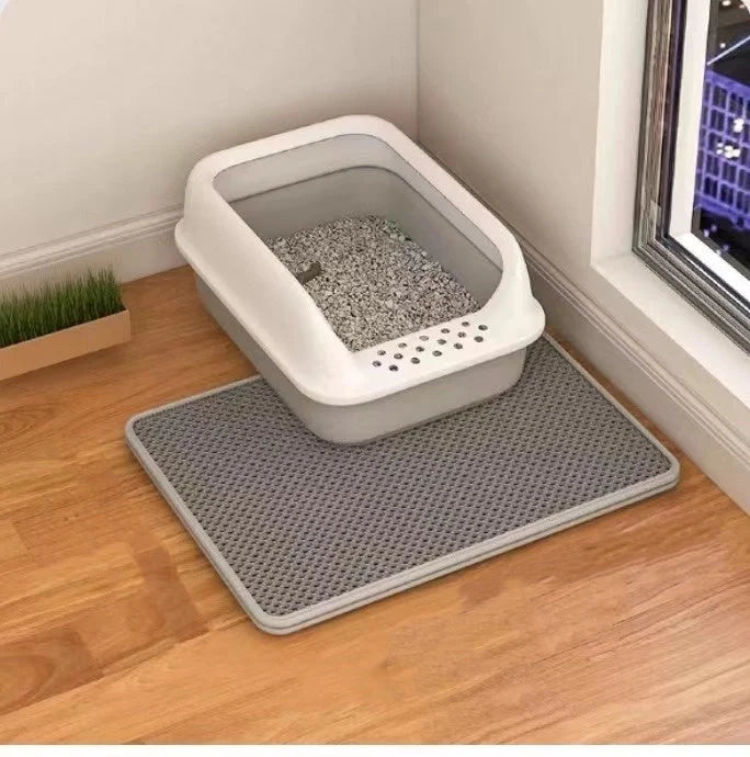 Double layer cat litter mat in various colours and sizes, designed to reduce litter tracking