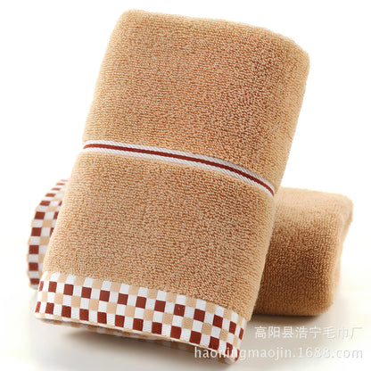 Grey houndstooth 90% cotton facial towel, 35x75cm, quick-absorbing for couples' bathroom use