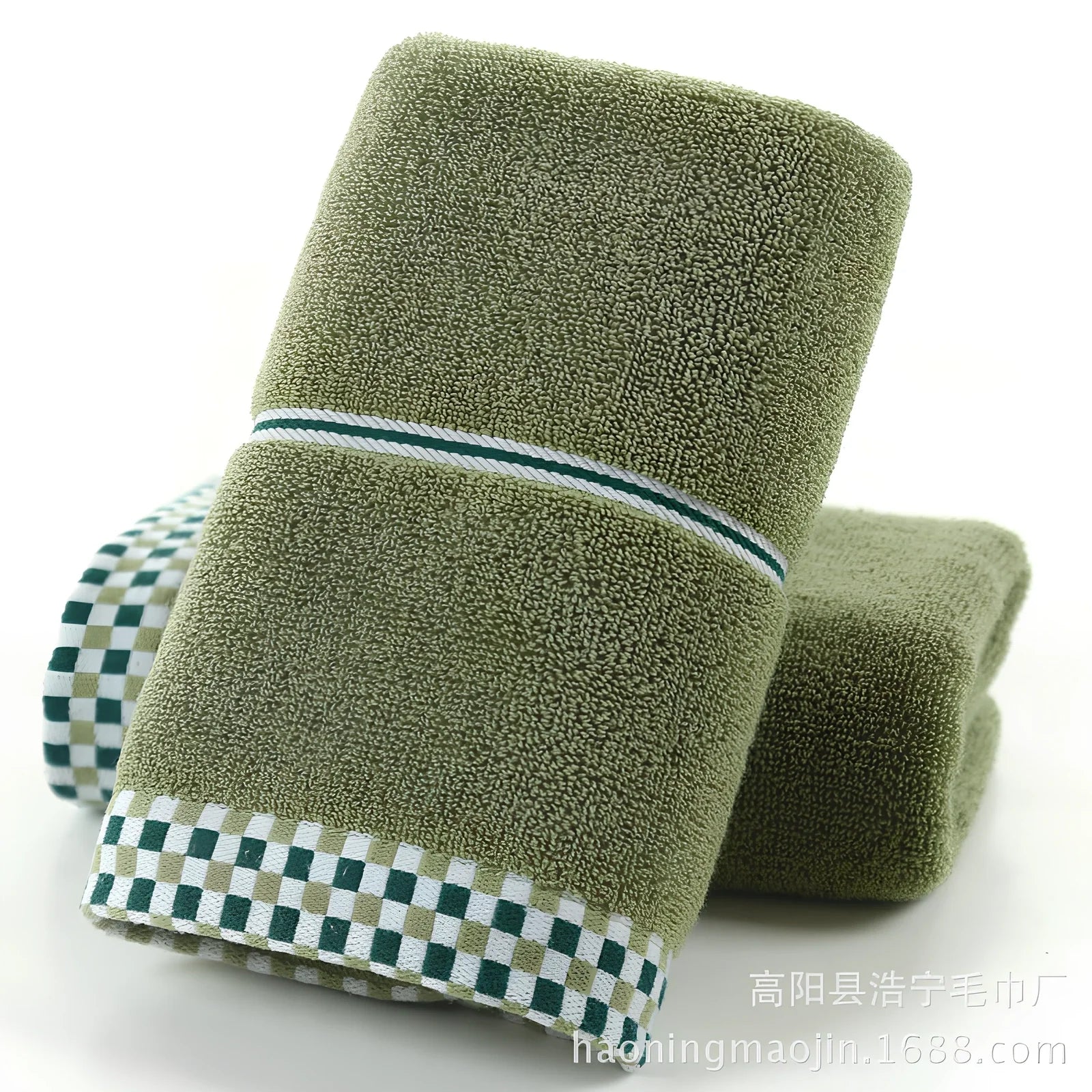 Grey houndstooth 90% cotton facial towel, 35x75cm, quick-absorbing for couples' bathroom use