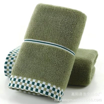 Grey houndstooth 90% cotton facial towel, 35x75cm, quick-absorbing for couples' bathroom use