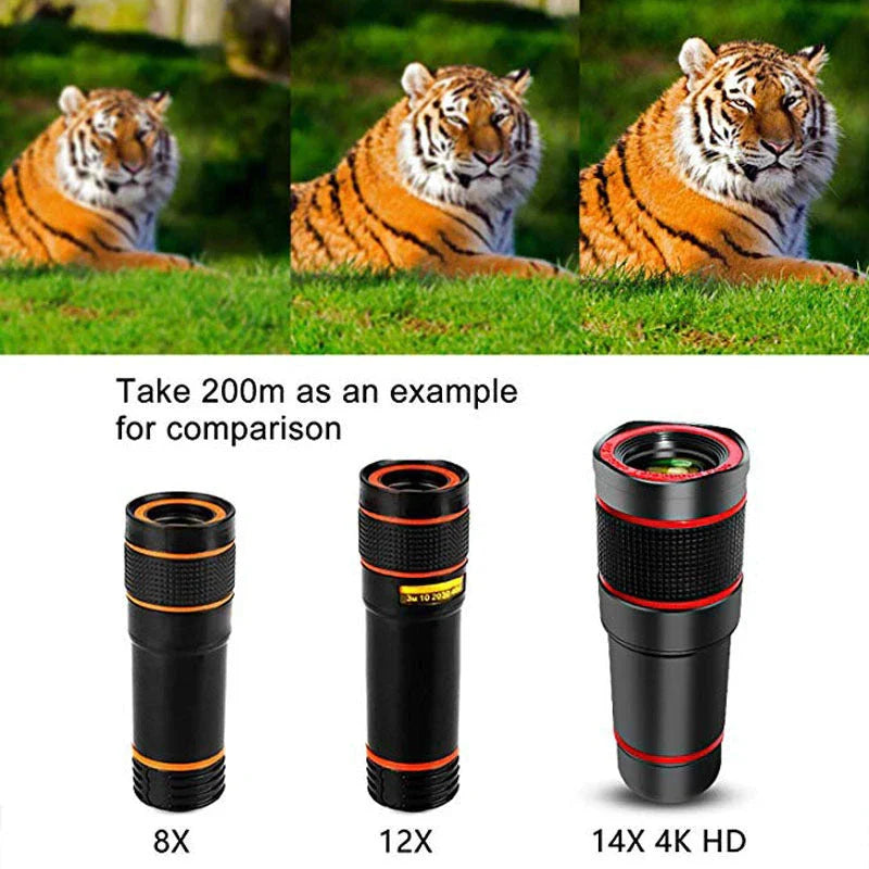 20x magnification cell phone telescope lens with anti-sidelight design for clear distant photography