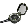 M2 outdoor professional geological compass in green with dimensions 140x83x116mm on a rocky surface