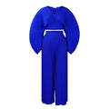 Women's African suit two-piece set with batwing sleeves and wide leg trousers in red or blue