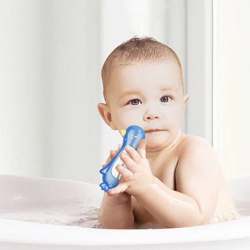 Baby Bath Water Thermometer with safety features and cartoon design