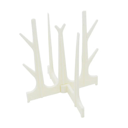 Creative tree branch design baby bottle drying rack in blue, yellow, white, and nude colours