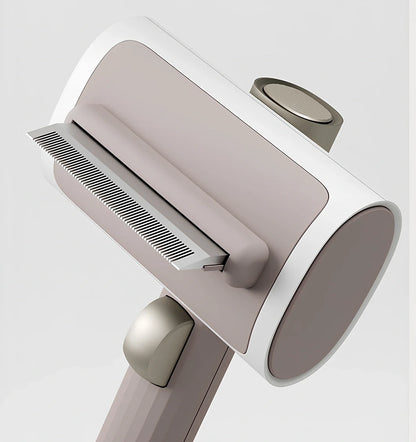 Grey 2-in-1 pet hair removal needle comb with stainless steel teeth, 185mm long, for cats and dogs grooming