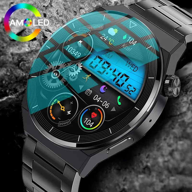 Black silicone strap smartwatch with silver vinyl case showing a TFT touch screen display.