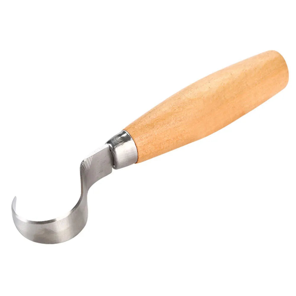 Curve carving knife with wood handle and stainless steel blade for wood carving