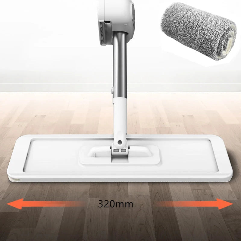 Stainless steel flat mop with microfiber pads for efficient kitchen cleaning