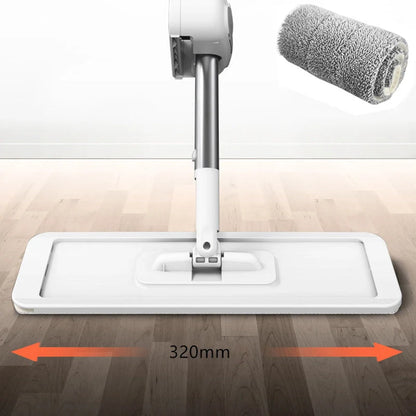 Stainless steel flat mop with microfiber pads for efficient kitchen cleaning