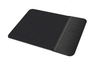 Wireless charging mouse pad with anti-slip rubber base, high-precision fabric, and sleek design for enhanced workspace productivity and organization