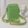 Solid colour PU leather crossbody phone bag in beige, shown with strap.