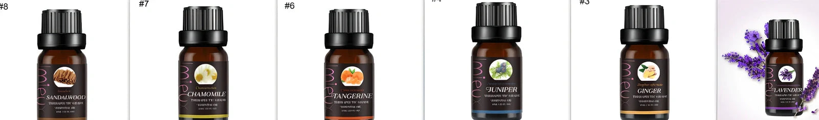 10ml dark glass bottle of therapeutic essential oil blend with lavender, citrus, and mint oils