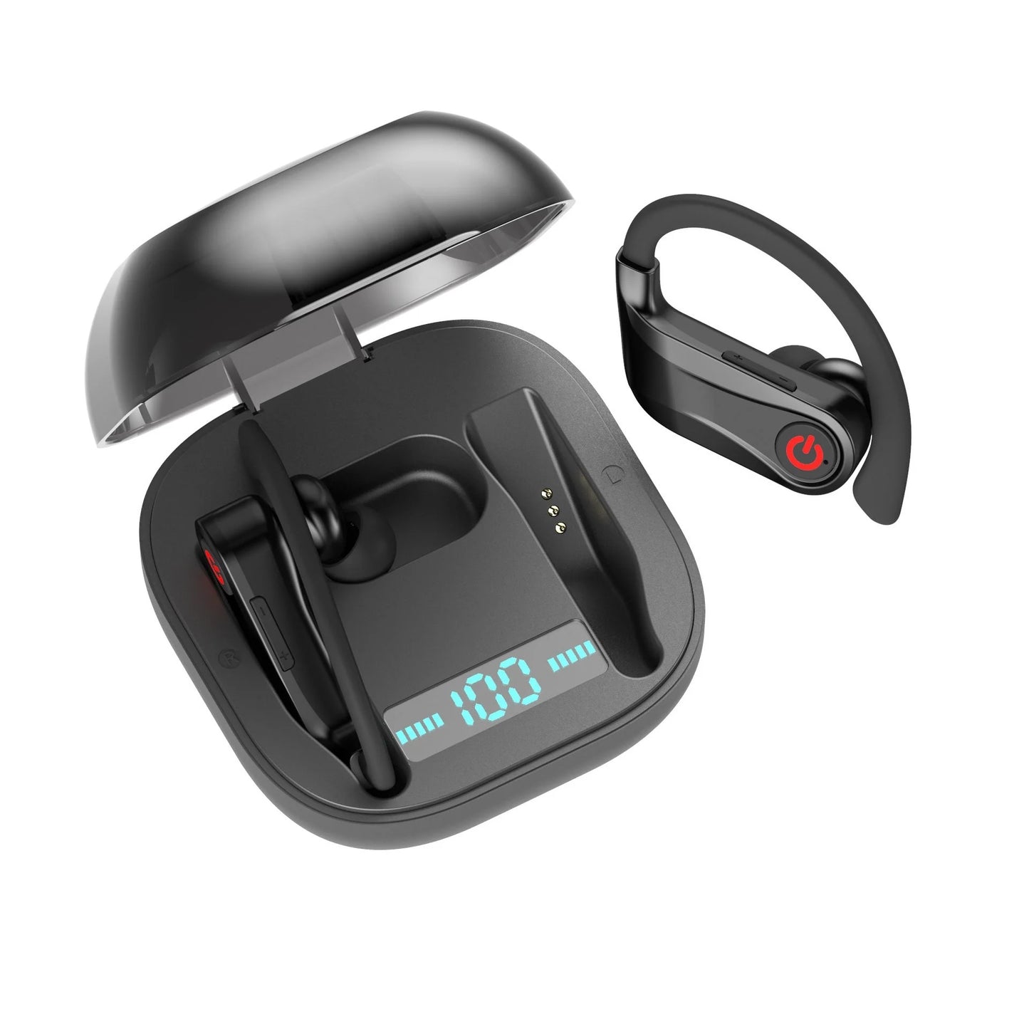 HBQ-Q62 Wireless TWS Bluetooth Headset in black with charging compartment