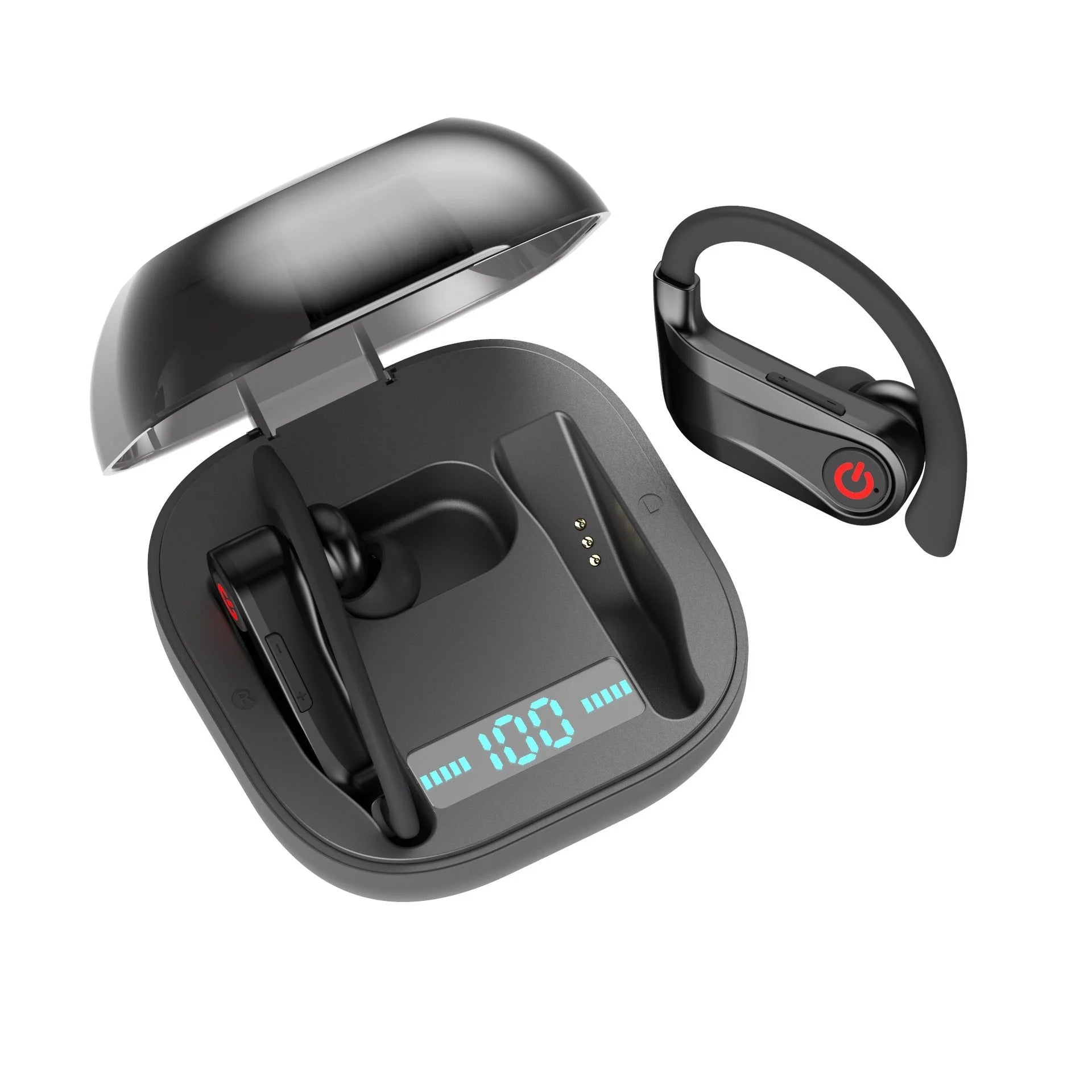 HBQ-Q62 Wireless TWS Bluetooth Headset in black with charging compartment