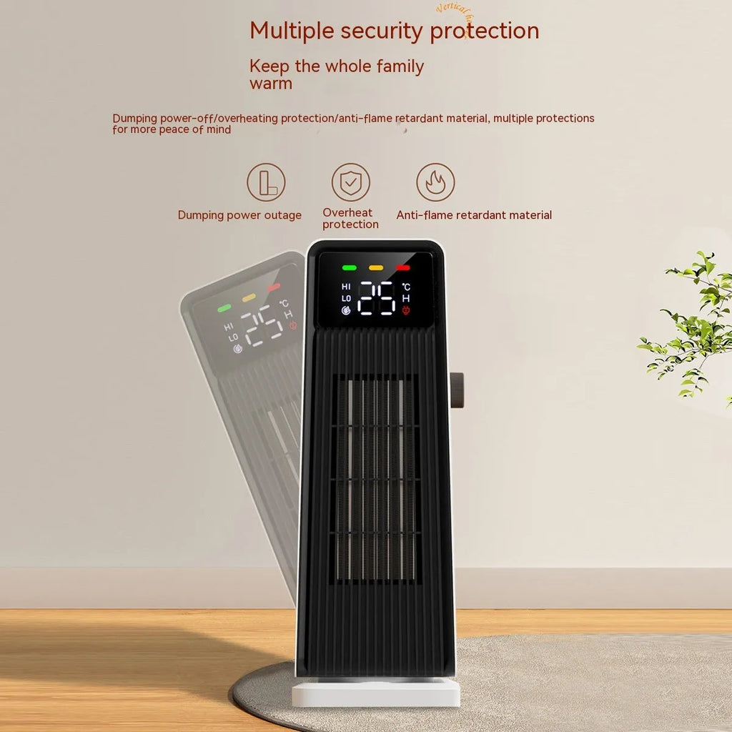 White small electric air conditioner heater with shaking head and touch controls for large rooms