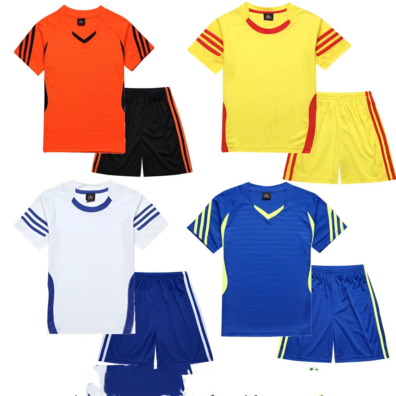 Children's football suit home version in bright colours with player cut design, sizes XXXS to XXXL